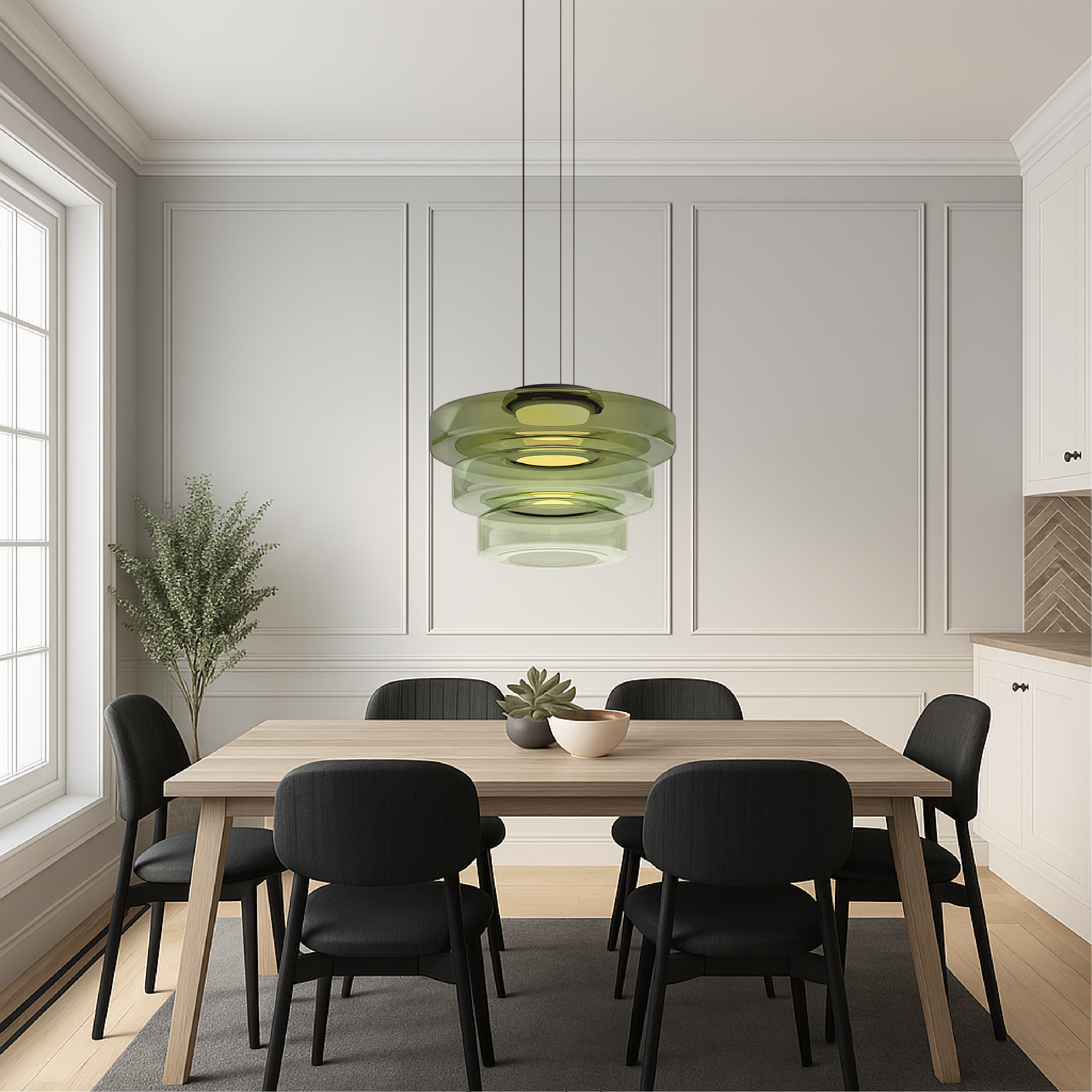 Bauhaus Layered Smoked Glass Pendant Lamp For Interior Lighting