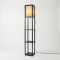 Lumina Home Floor Lamp With Natural Fabric Shade And Storage Shelves