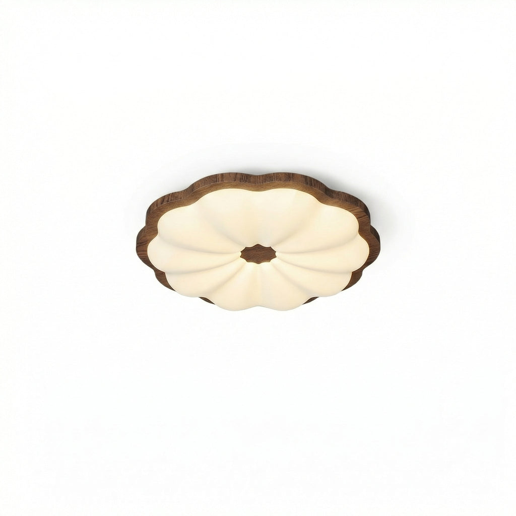 Modern Flower LED Ceiling Light With Warm Wood Grain Trim Decorative