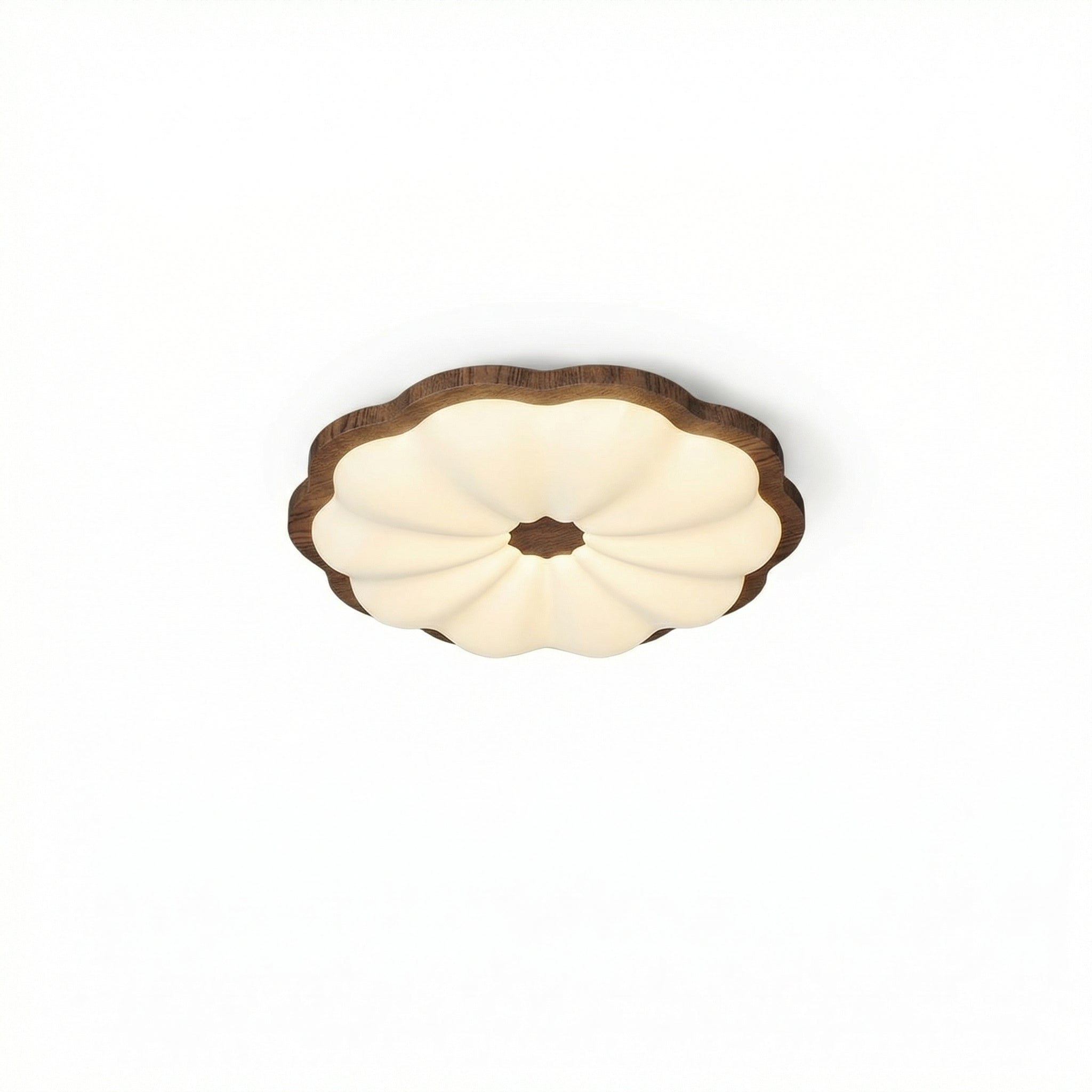 Modern Flower LED Ceiling Light With Warm Wood Grain Trim Decorative