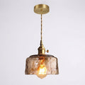Lumina Amber Glass Dome Pendant Light With Brass Trim
