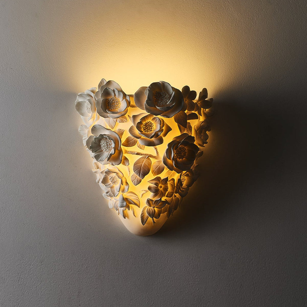 Minimalist Ceramic Flower Wall Lamp With Iron Base LED Dimmable