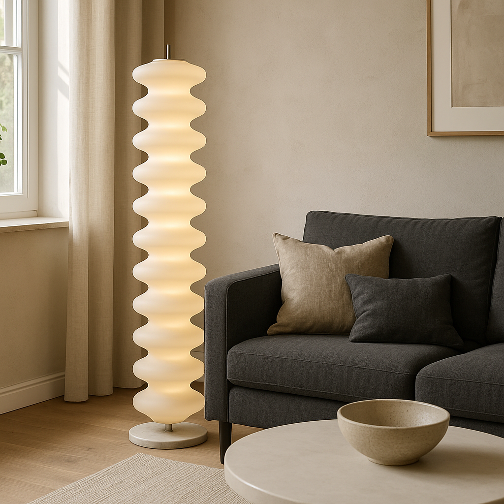 Modern Scandinavian LED Floor Lamp Featuring Marble Base And Aluminum Body