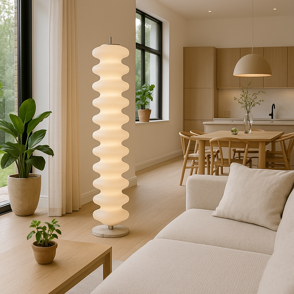Modern Scandinavian LED Floor Lamp Featuring Marble Base And Aluminum Body