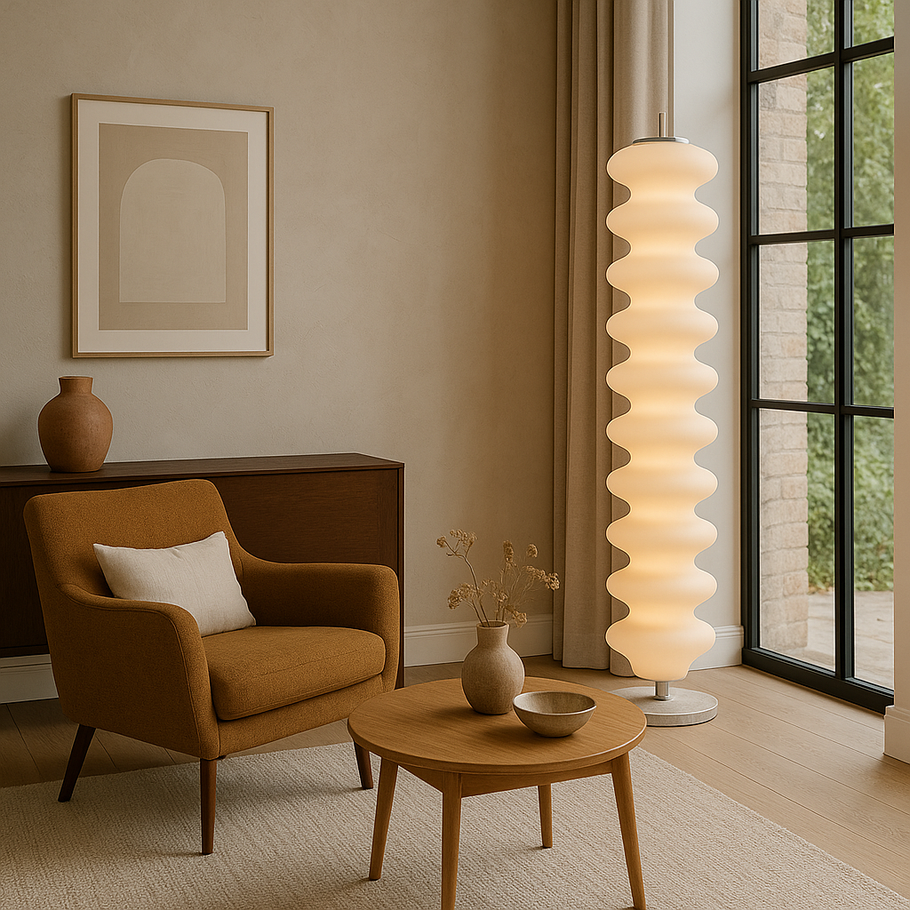 Modern Scandinavian LED Floor Lamp Featuring Marble Base And Aluminum Body