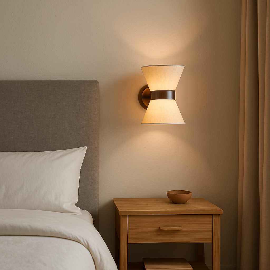 Modern Wabi Sabi Asymmetrical Silk Bedroom Wall Sconce Lamp