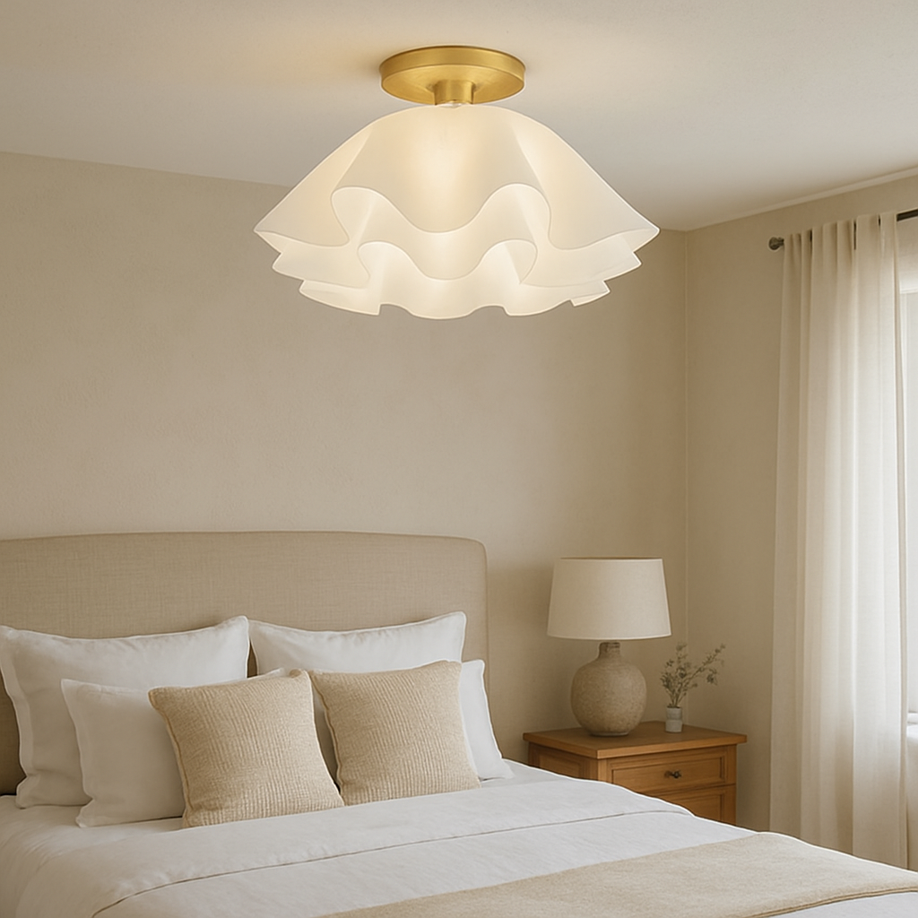 Modern Ruffled Fabric Ceiling Light For Bedroom Hallway Interior Decor