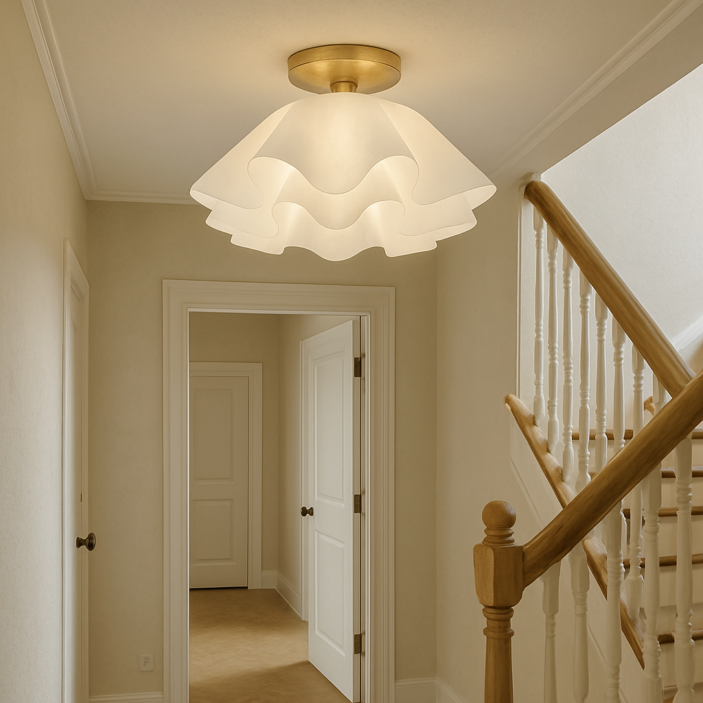 Modern Ruffled Fabric Ceiling Light For Bedroom Hallway Interior Decor