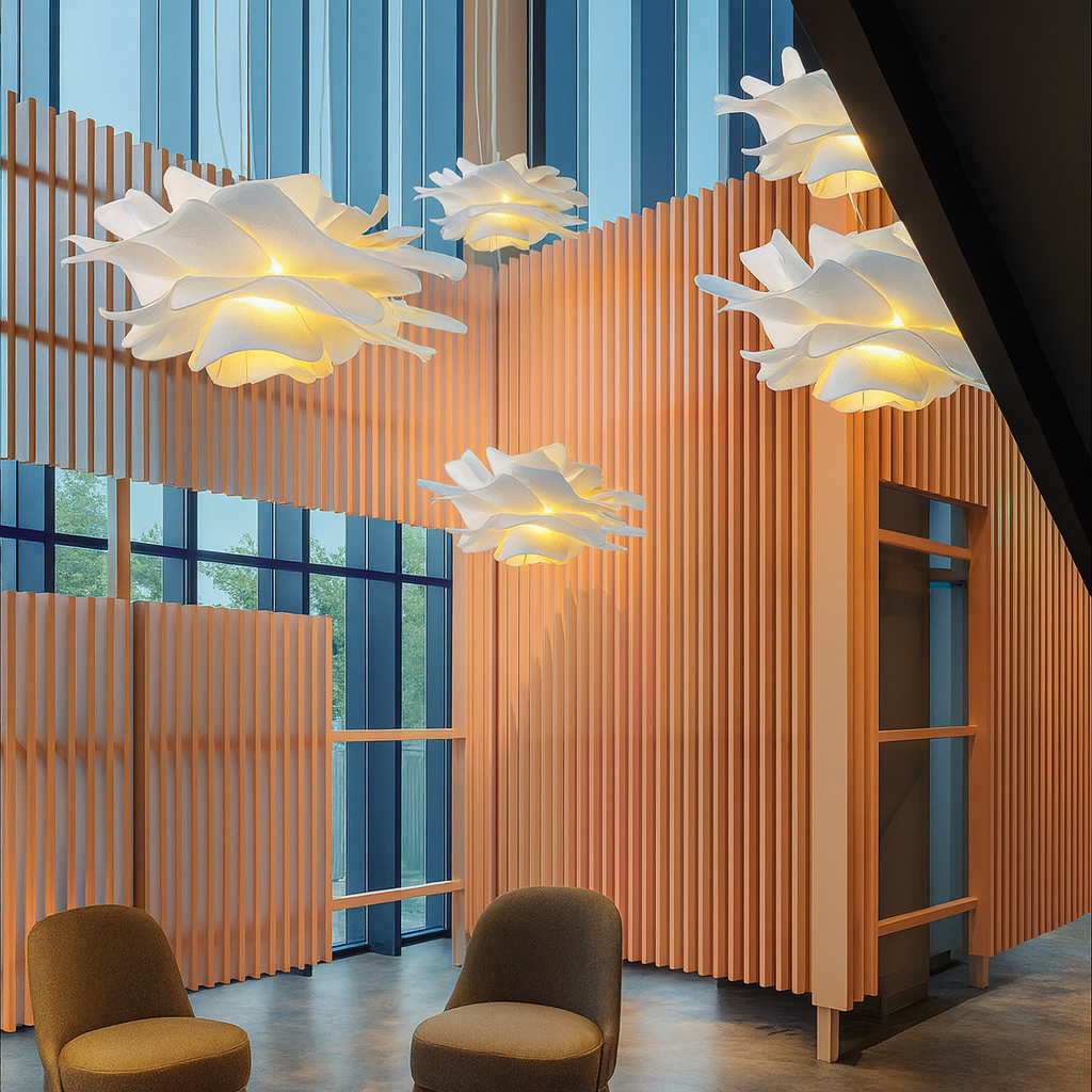 Floral Layered Acrylic Pendant Light With Warm Glow Bedroom Decor