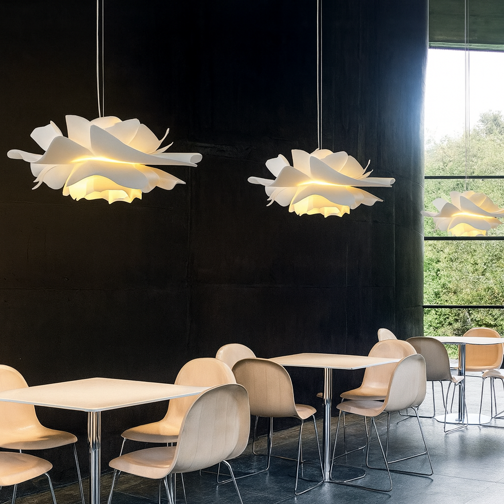 Floral Layered Acrylic Pendant Light With Warm Glow Bedroom Decor