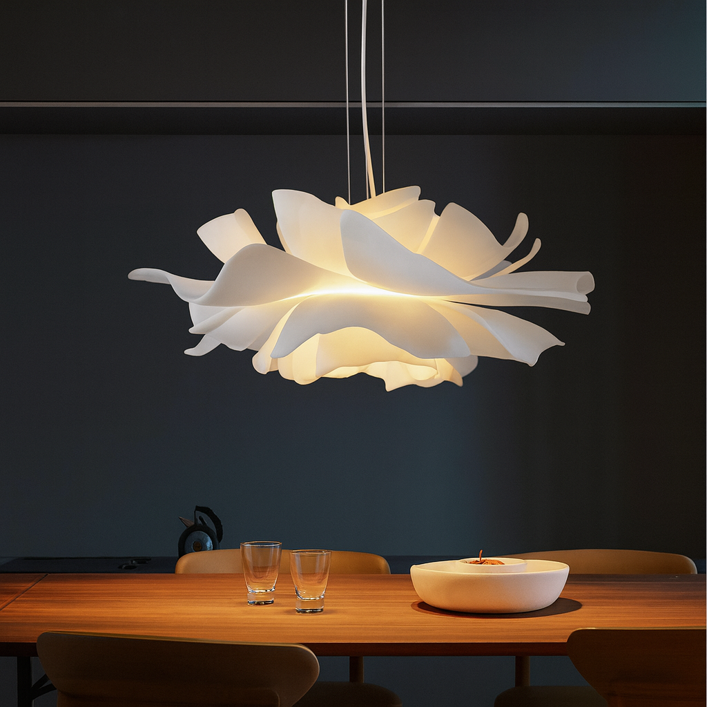 Floral Layered Acrylic Pendant Light With Warm Glow Bedroom Decor