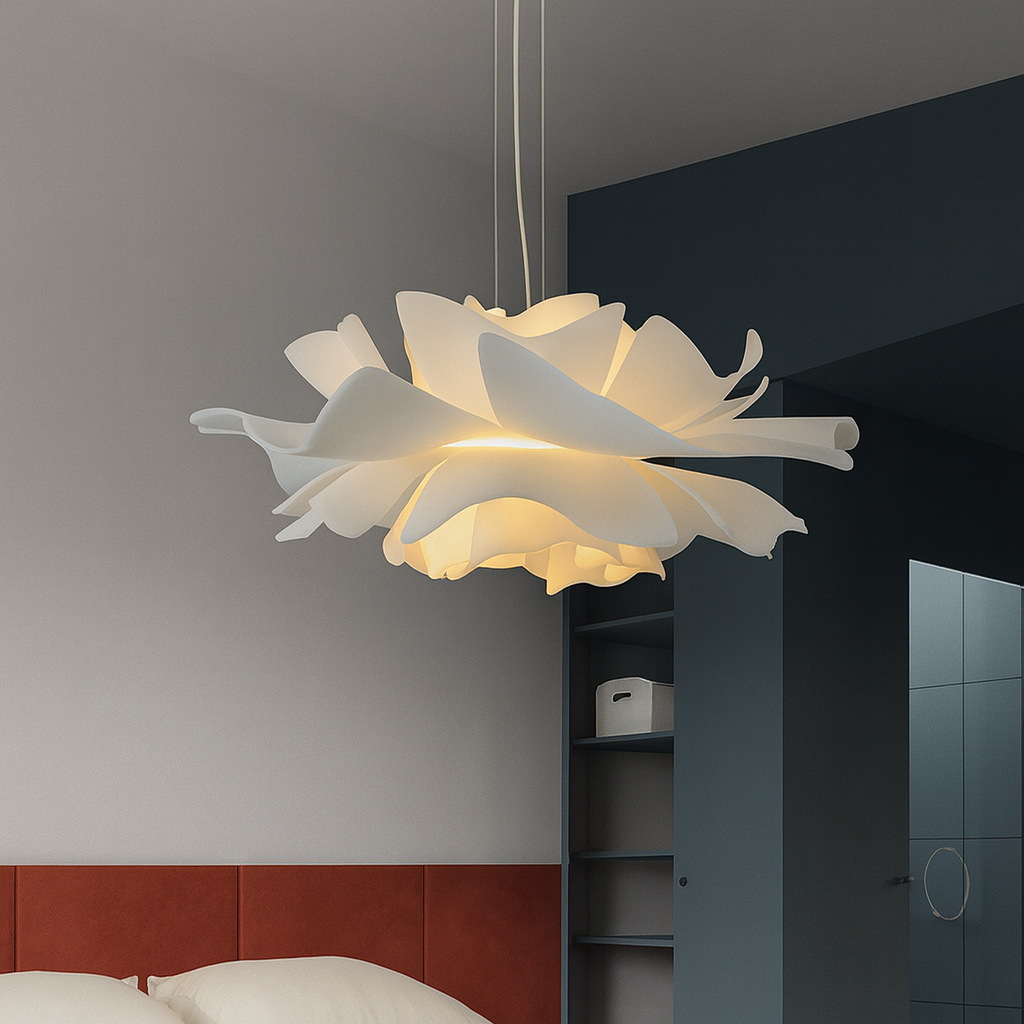 Floral Layered Acrylic Pendant Light With Warm Glow Bedroom Decor