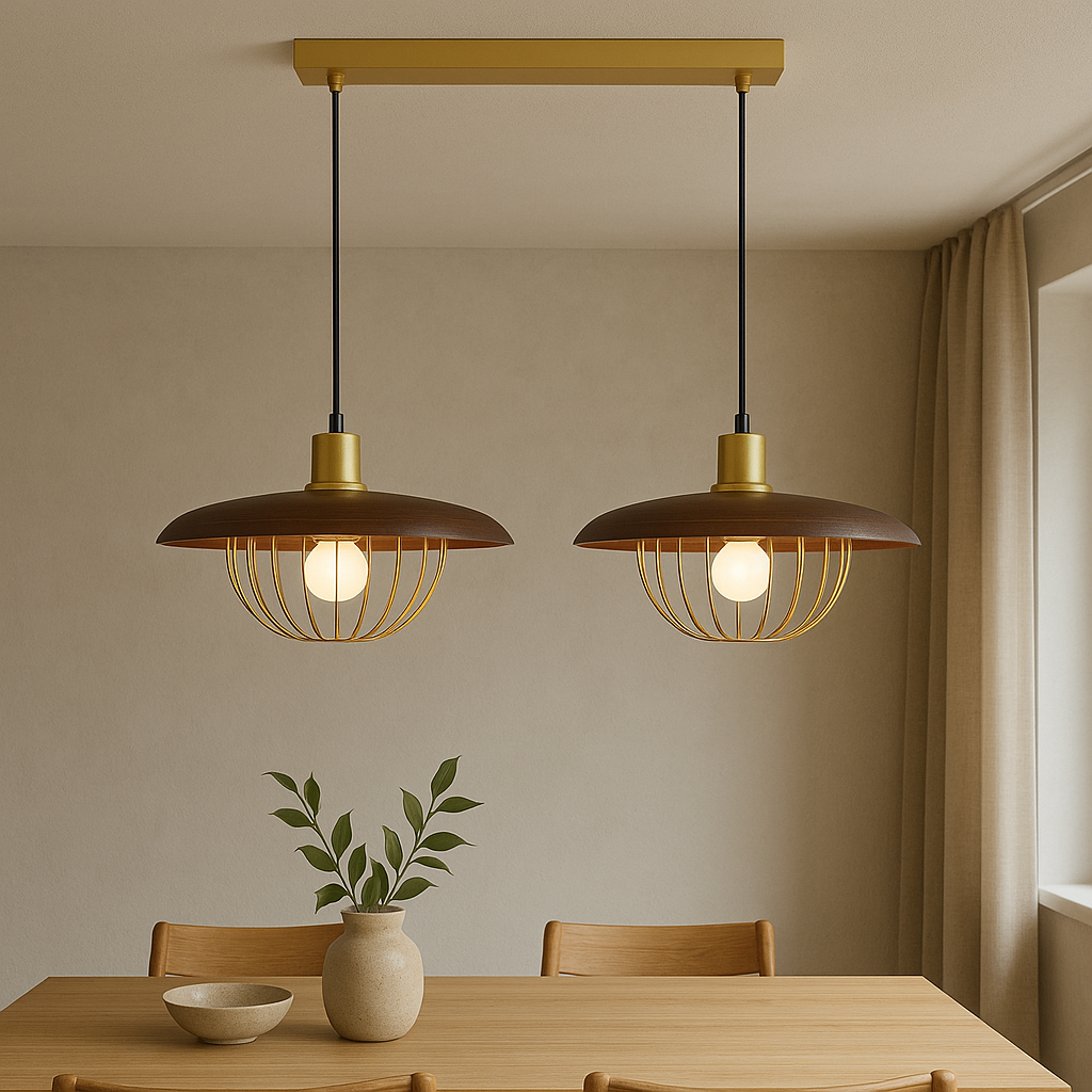 Nordic Wooden Cage Pendant Light With Adjustable Aluminum And Iron Frame