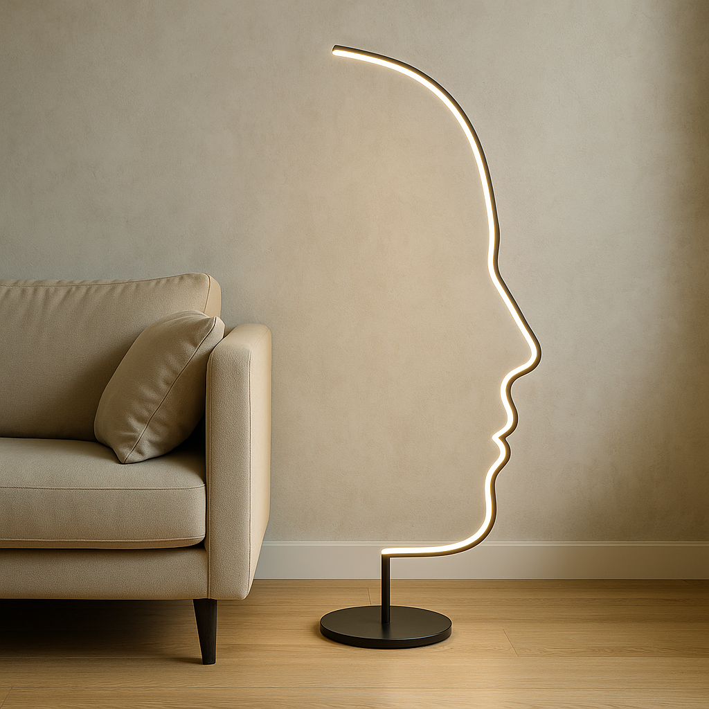 Sculptural Abstract Face Design Aluminium And Iron Floor Lamp For Home Decor