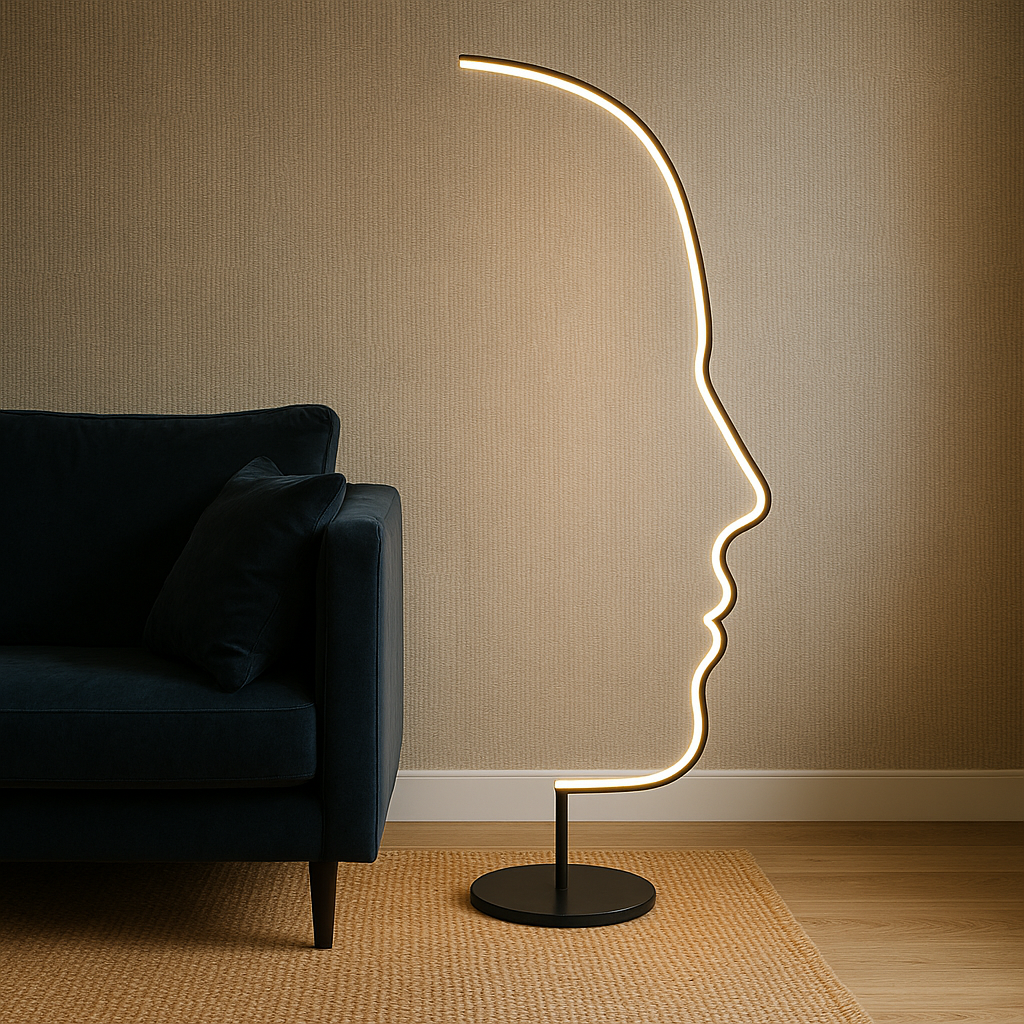 Sculptural Abstract Face Design Aluminium And Iron Floor Lamp For Home Decor