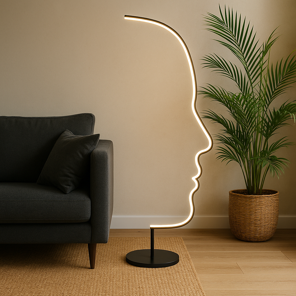 Sculptural Abstract Face Design Aluminium And Iron Floor Lamp For Home Decor