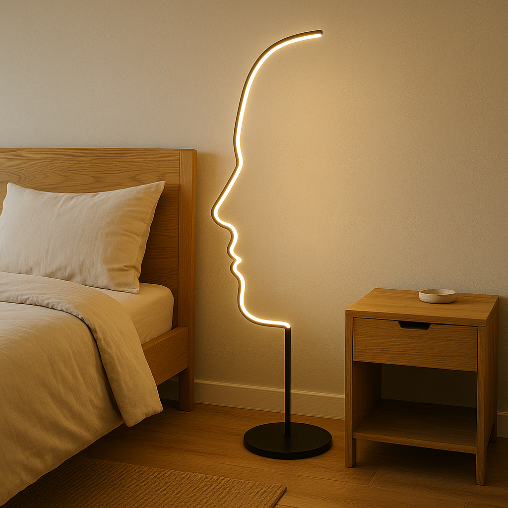 Sculptural Abstract Face Design Aluminium And Iron Floor Lamp For Home Decor