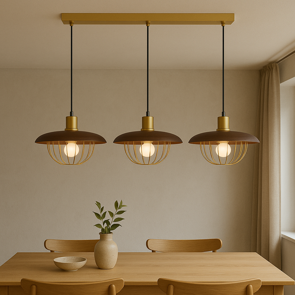 Nordic Wooden Cage Pendant Light With Adjustable Aluminum And Iron Frame