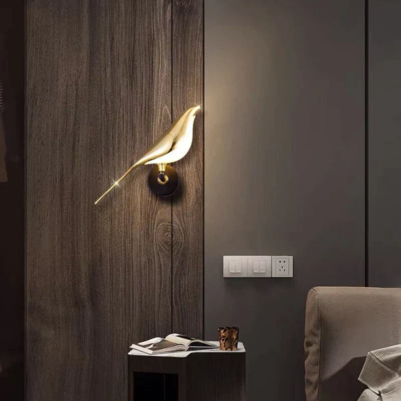 Modern LED Bird Wall Sconce Sculptural Minimalist Metal Light
