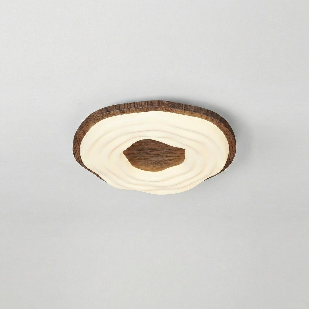 Modern Wood Grain Led Ceiling Light With Soft Wave Acrylic Diffuser