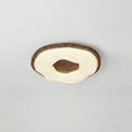 Modern Wood Grain Led Ceiling Light With Soft Wave Acrylic Diffuser