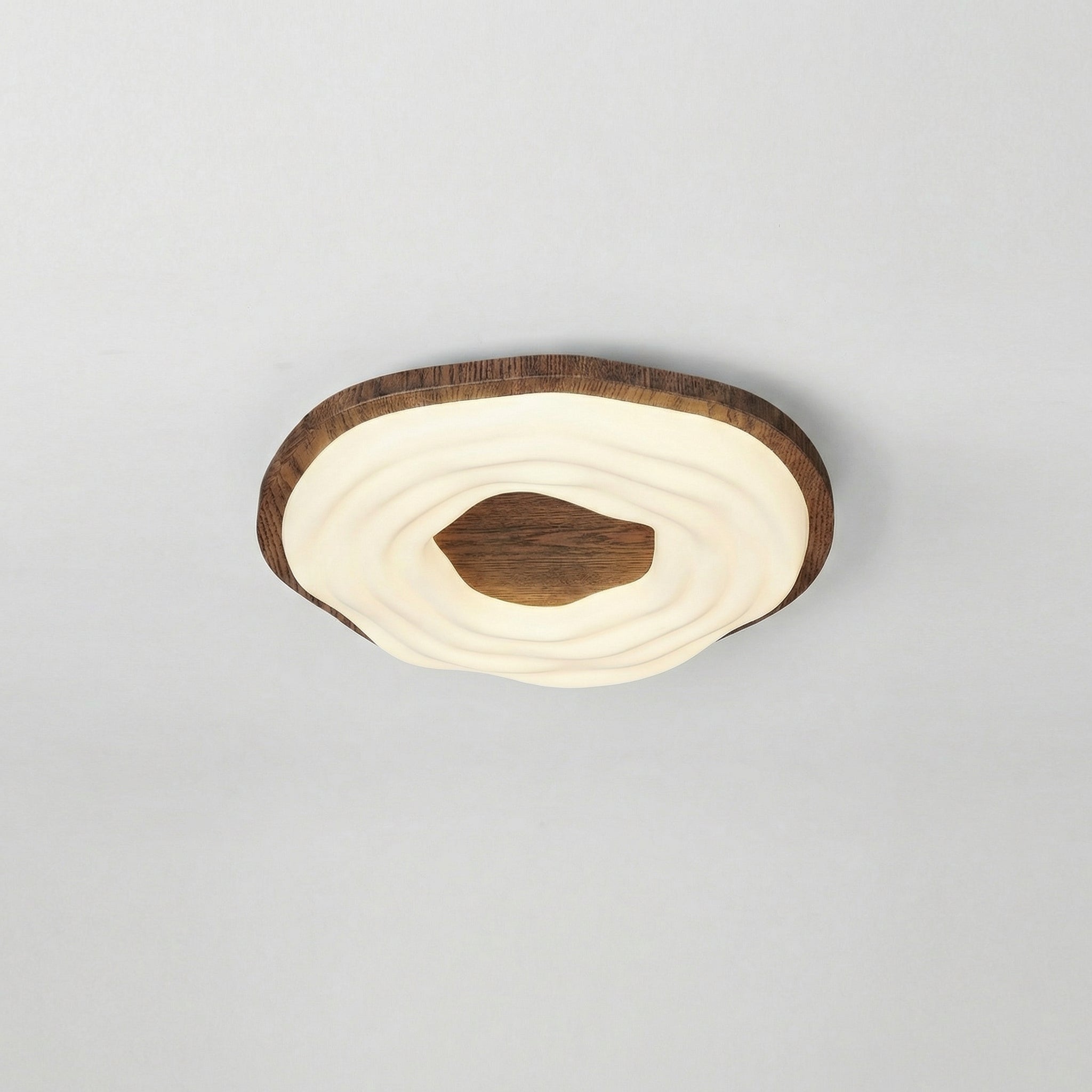 Modern Wood Grain Led Ceiling Light With Soft Wave Acrylic Diffuser