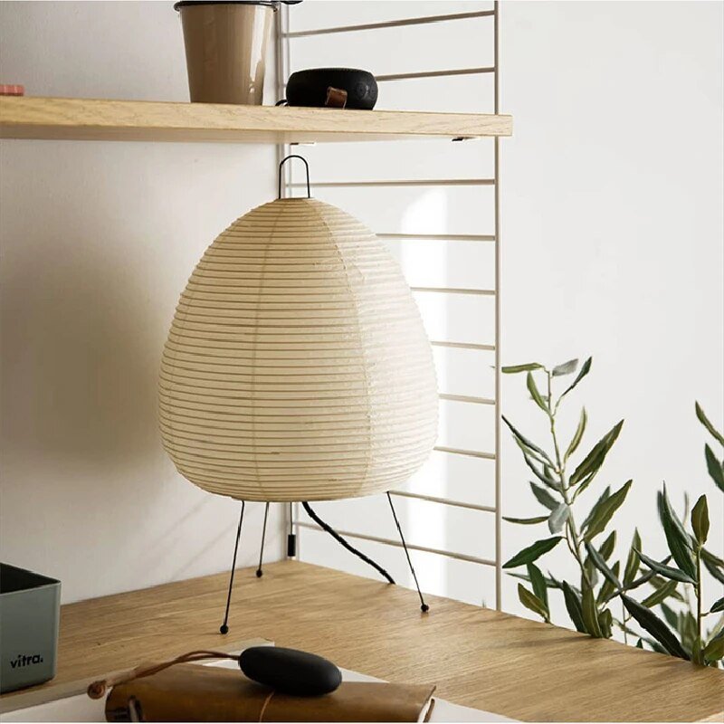 Modern Japanese Paper Lantern Table Lamp With Soft Ambient Lighting