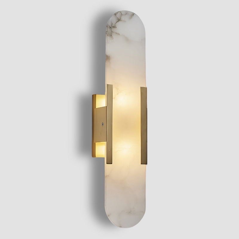 Contemporary Oval Marble Wall Sconce With Soft Vertical Led Ambient Lighting