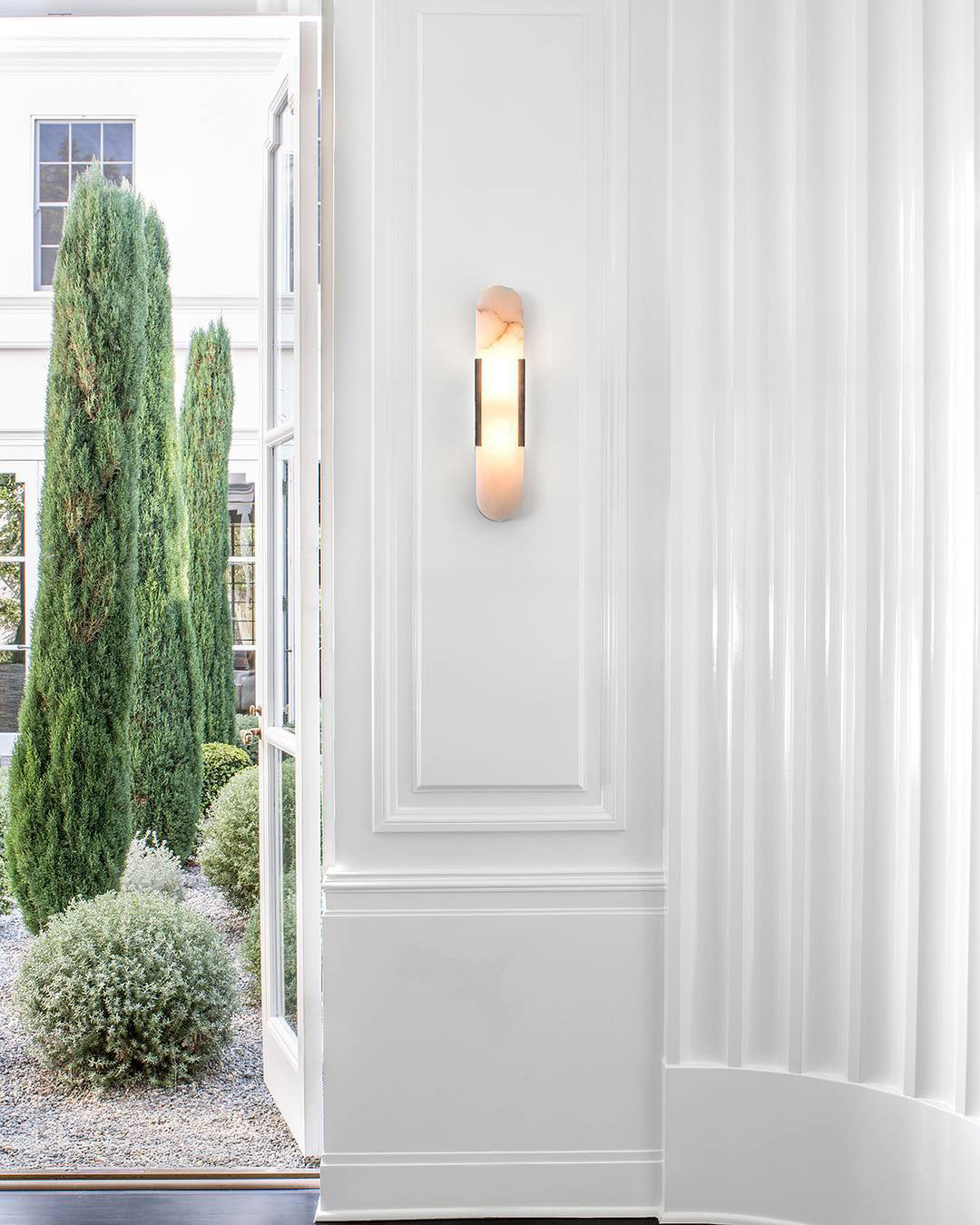 Contemporary Oval Marble Wall Sconce With Soft Vertical Led Ambient Lighting