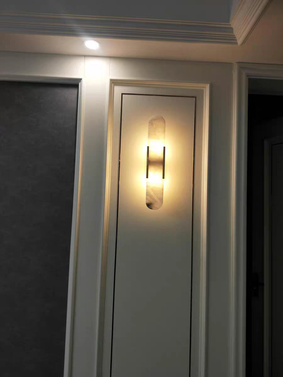 Contemporary Oval Marble Wall Sconce With Soft Vertical Led Ambient Lighting