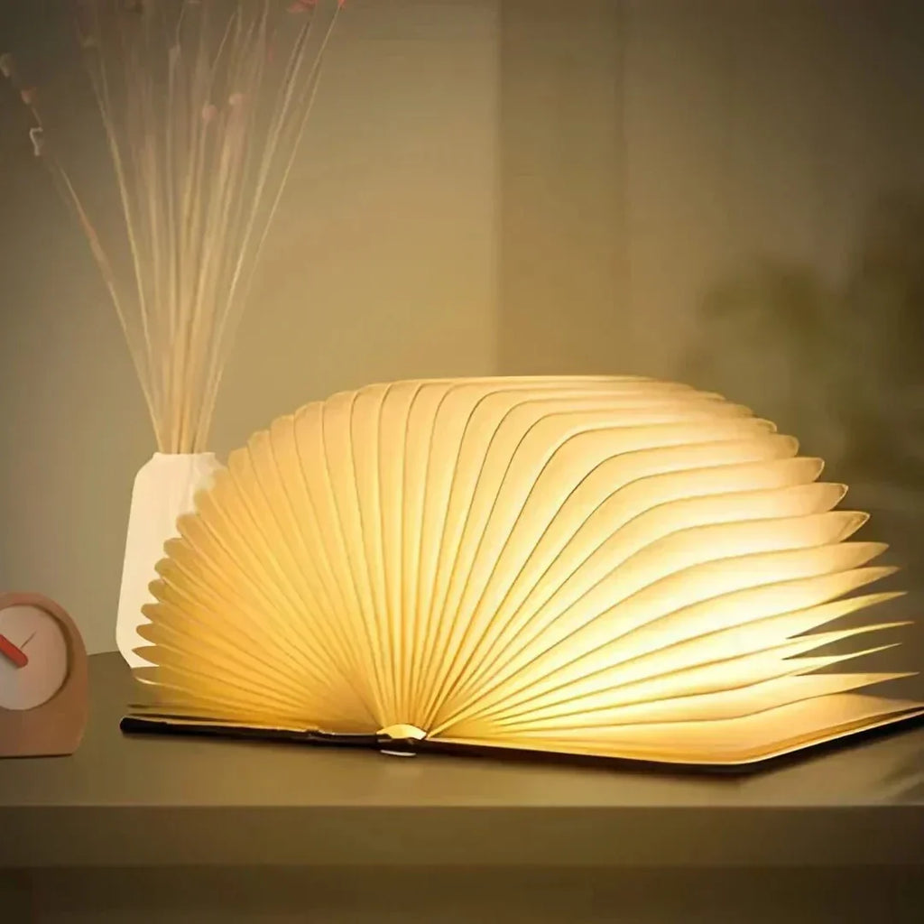LuminaFold Book Shaped LED Table Lamp With Warm Ambient Reading Light