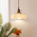 French Style Cream Glass Pendant Light With Brass Fitting And Adjustable Cord