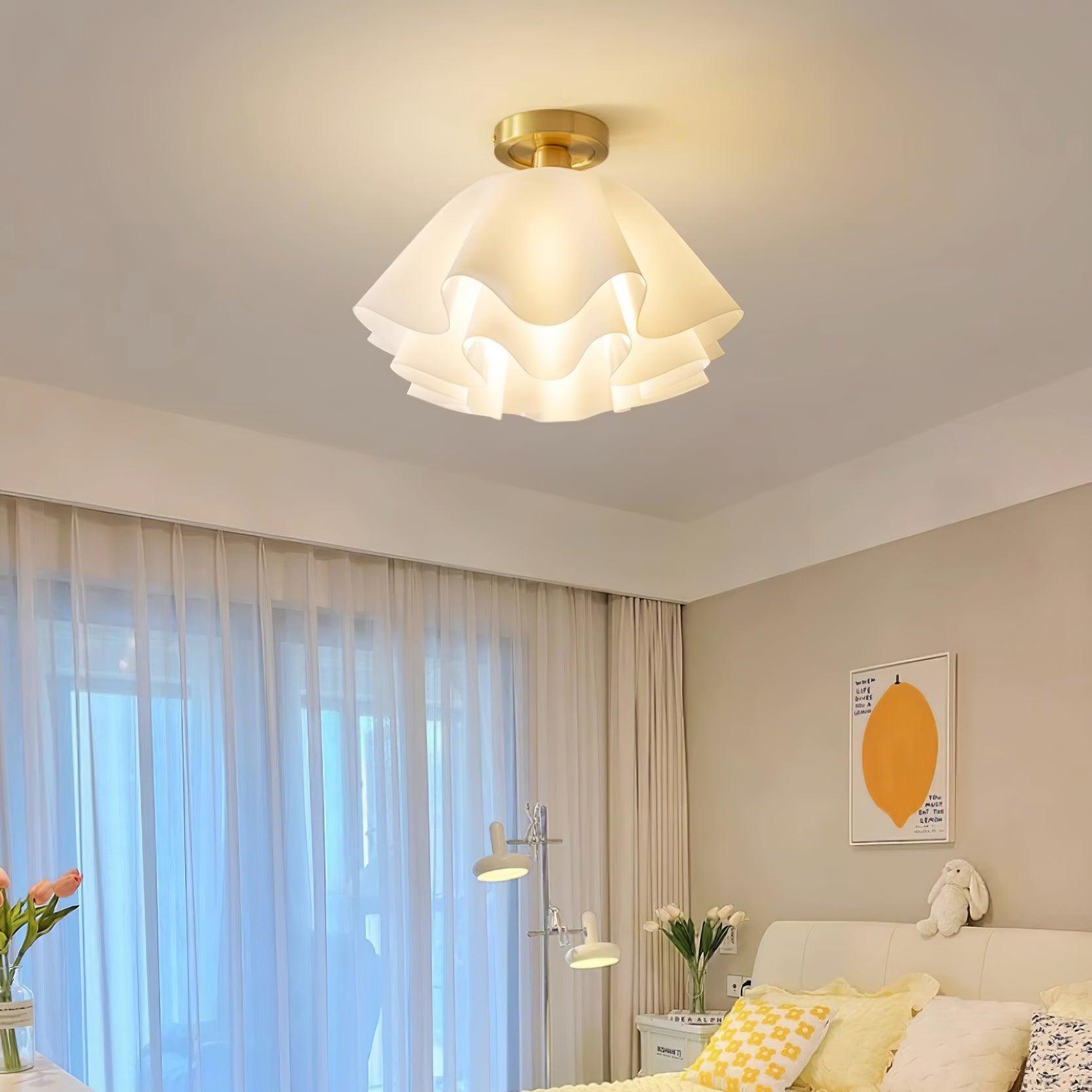 Modern Ruffled Fabric Ceiling Light For Bedroom Hallway Interior Decor
