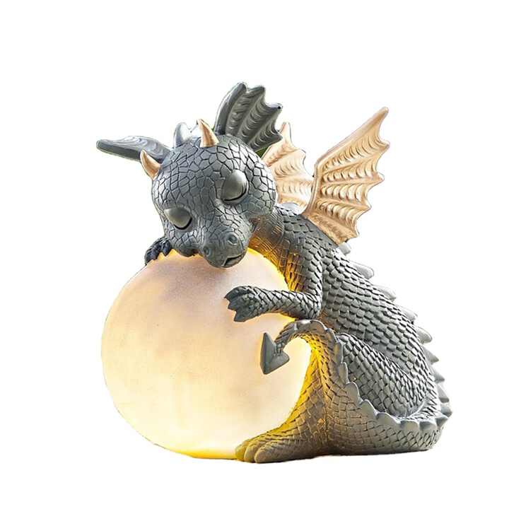 Dragon Guardian LED Table Lamp With Warm Glowing Orb Sculpture