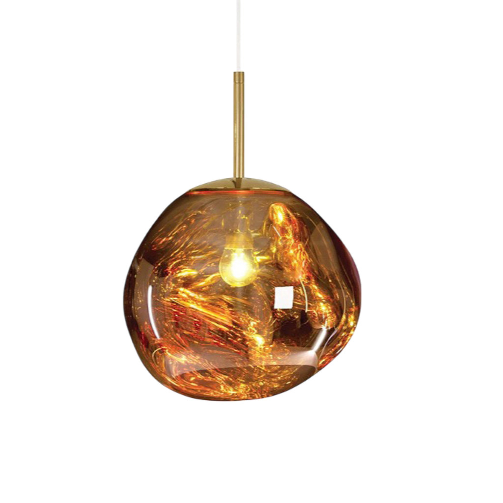 Clear Molten Glass Pendant Light With Modern Organic Globe Design