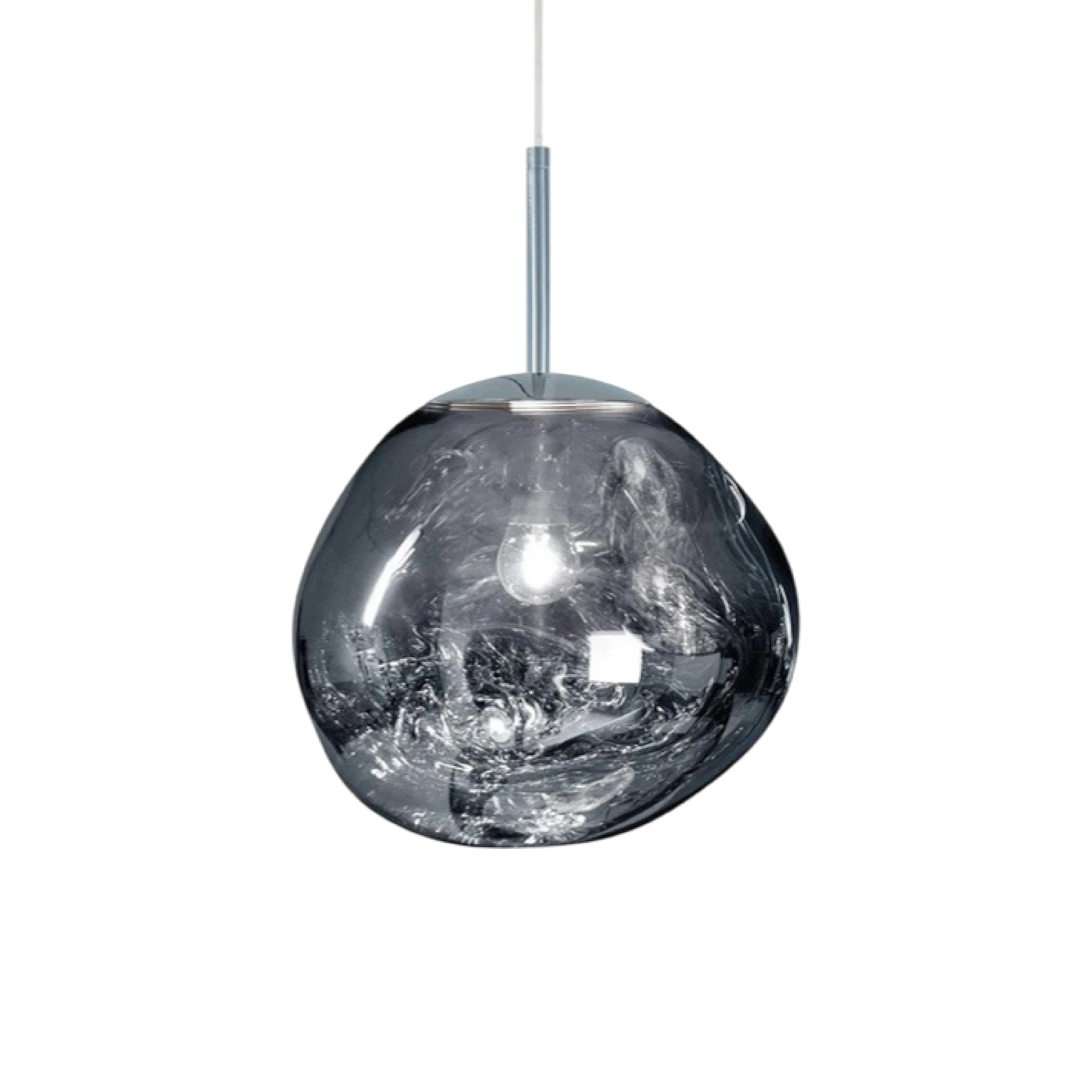 Clear Molten Glass Pendant Light With Modern Organic Globe Design