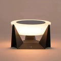 Black Square Solar Garden Lamp With Soft White Illuminated Top