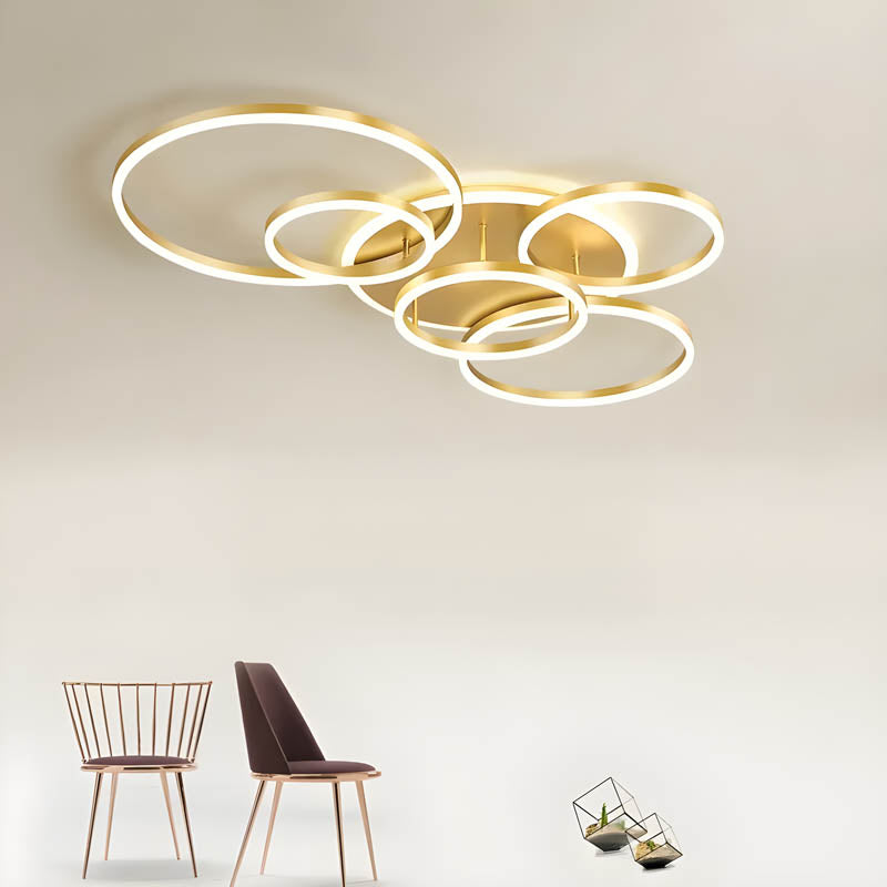 Modern Multi Ring LED Ceiling Light With Warm Ambient Lighting