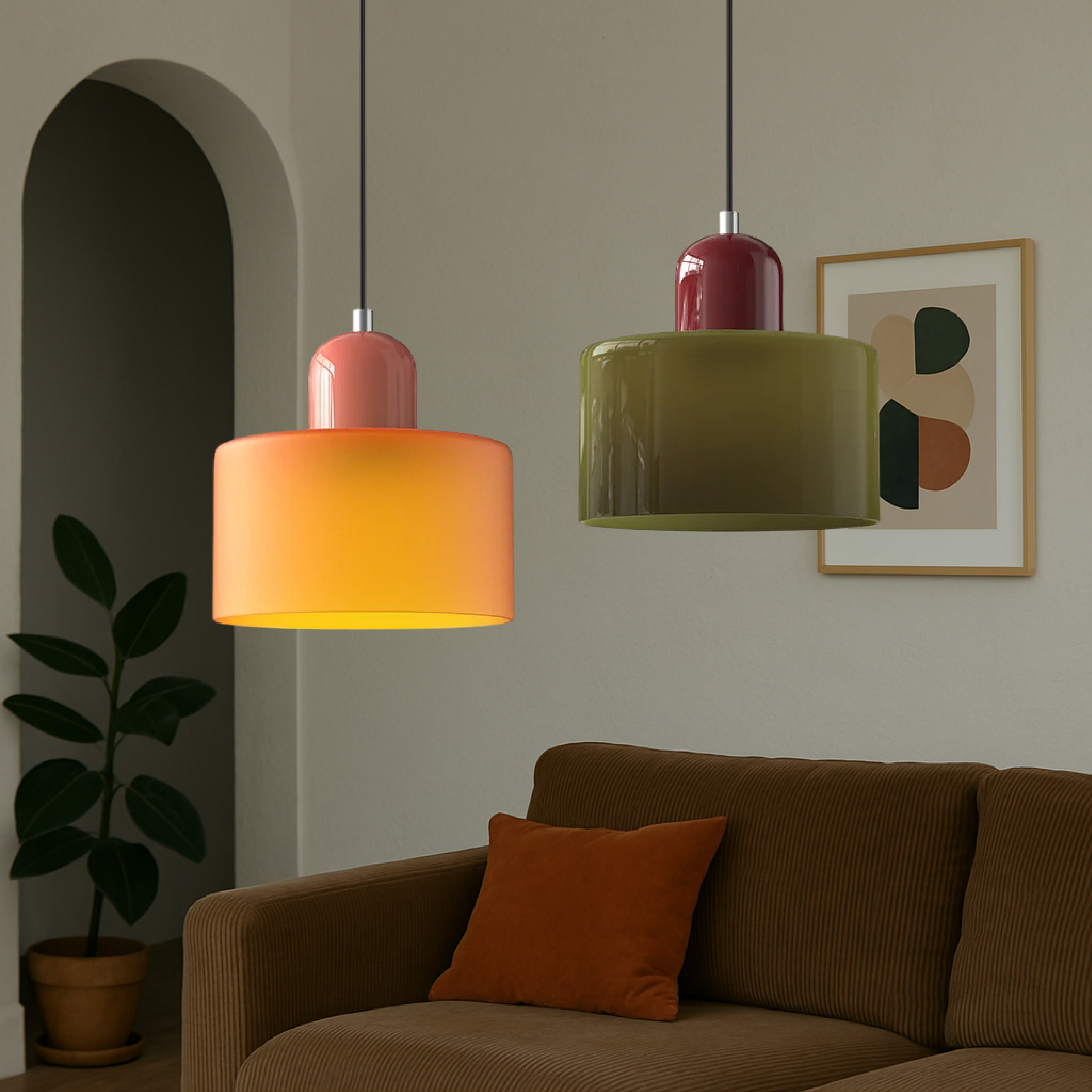 Modern Coloured Bauhaus Pendant Light For Dining Kitchen Island Decor