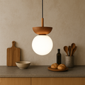 Indoor Japandi Wood Slatted Globe Pendant Light Black