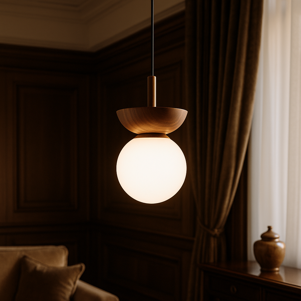 Indoor Japandi Wood Slatted Globe Pendant Light Black