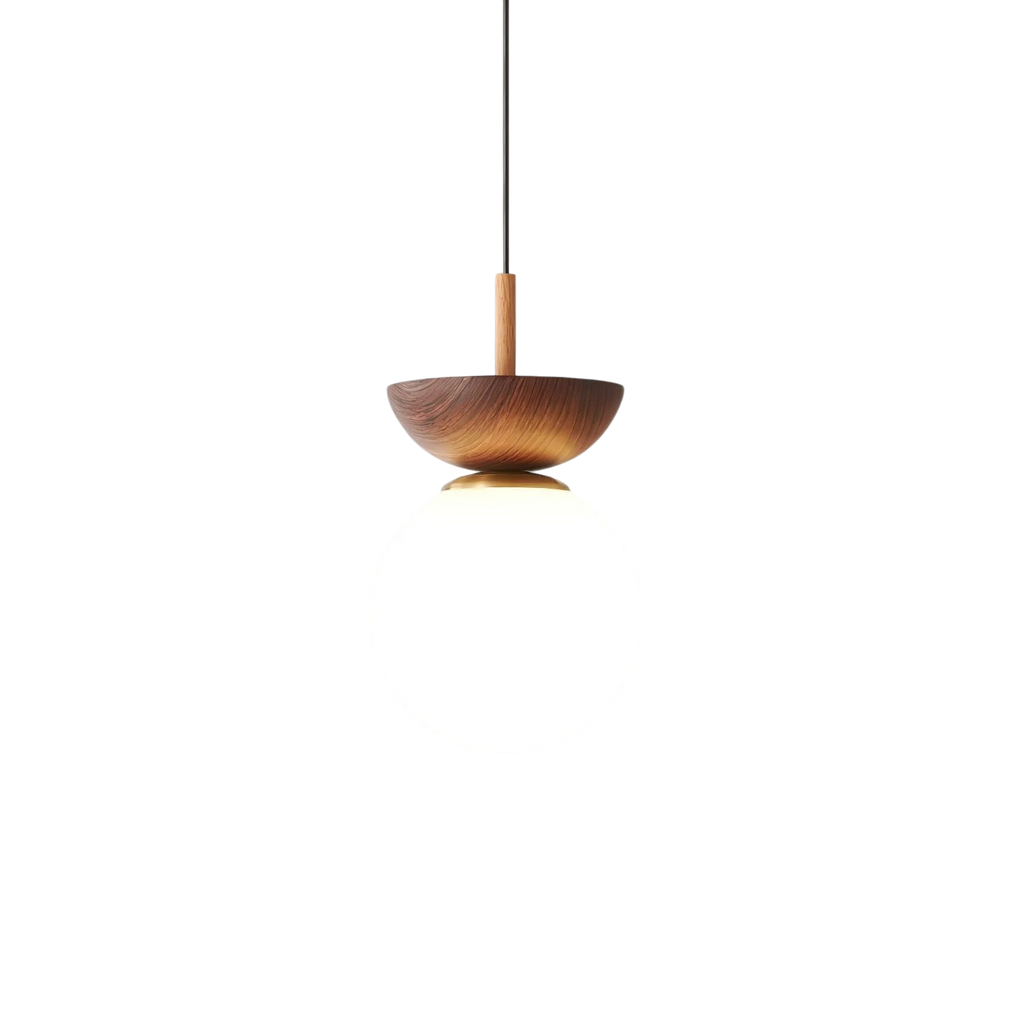 Indoor Japandi Wood Slatted Globe Pendant Light Black