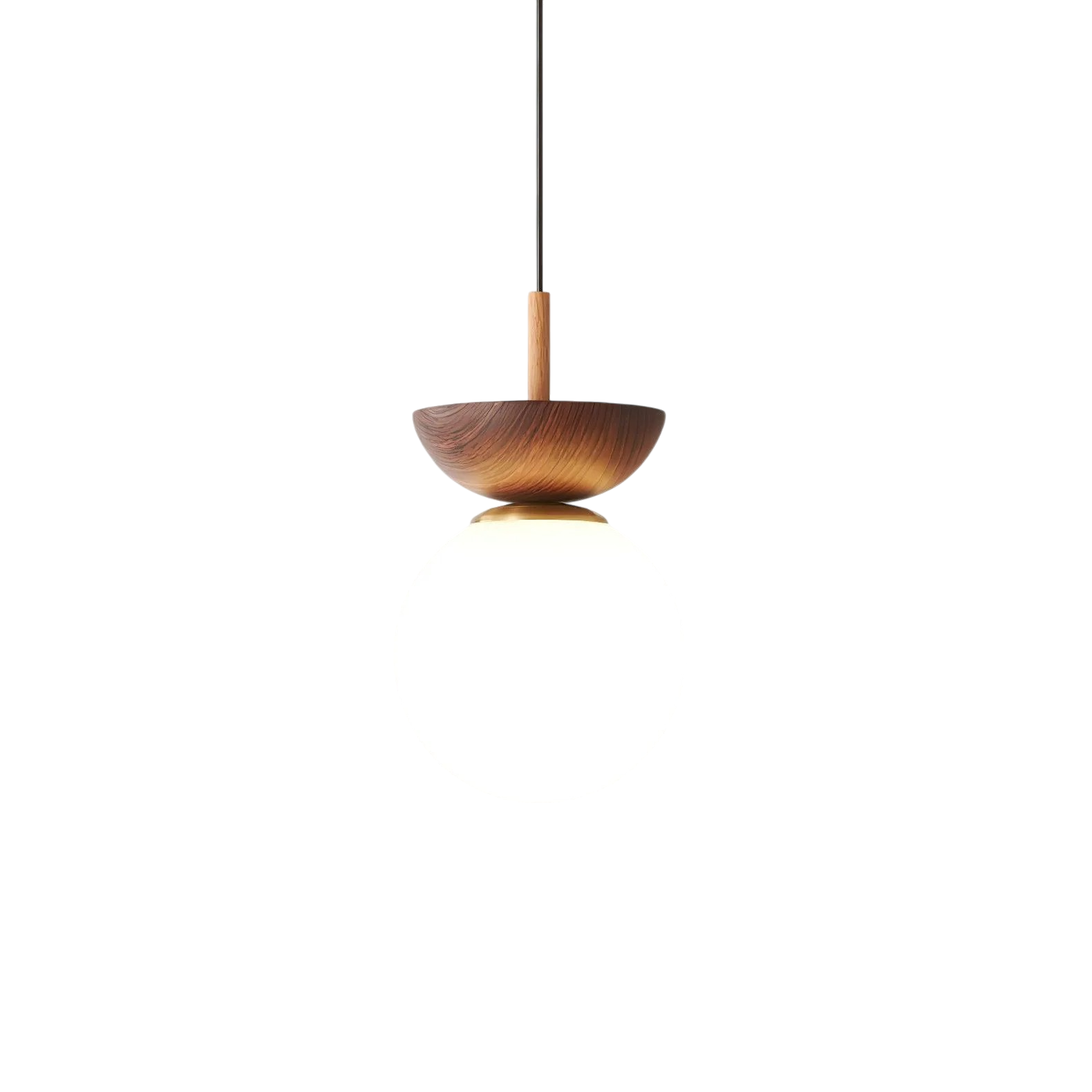 Indoor Japandi Wood Slatted Globe Pendant Light Black