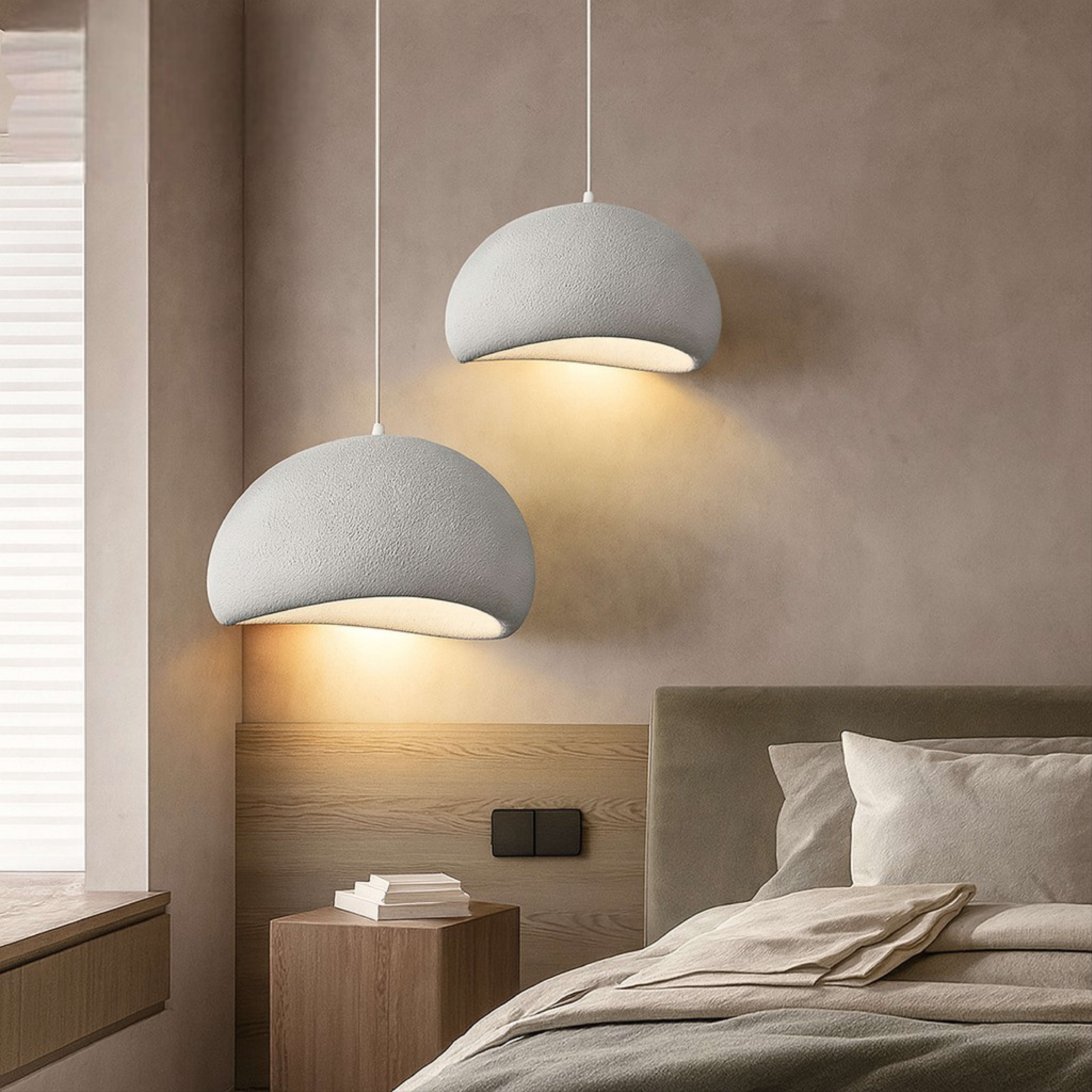Minimalist Wabi Sabi Textured Dome Pendant Ceiling Light Fixture