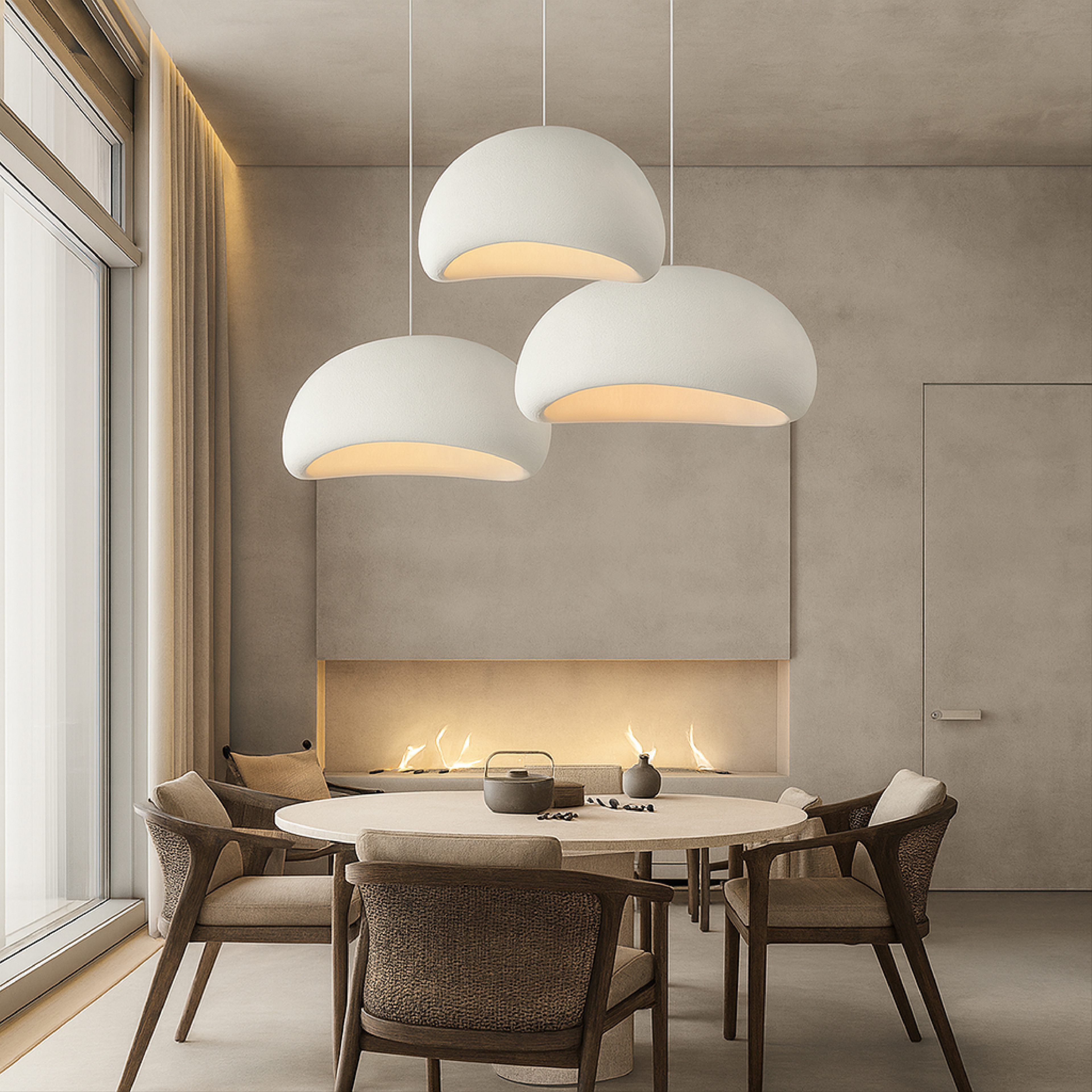 Minimalist Wabi Sabi Textured Dome Pendant Ceiling Light Fixture