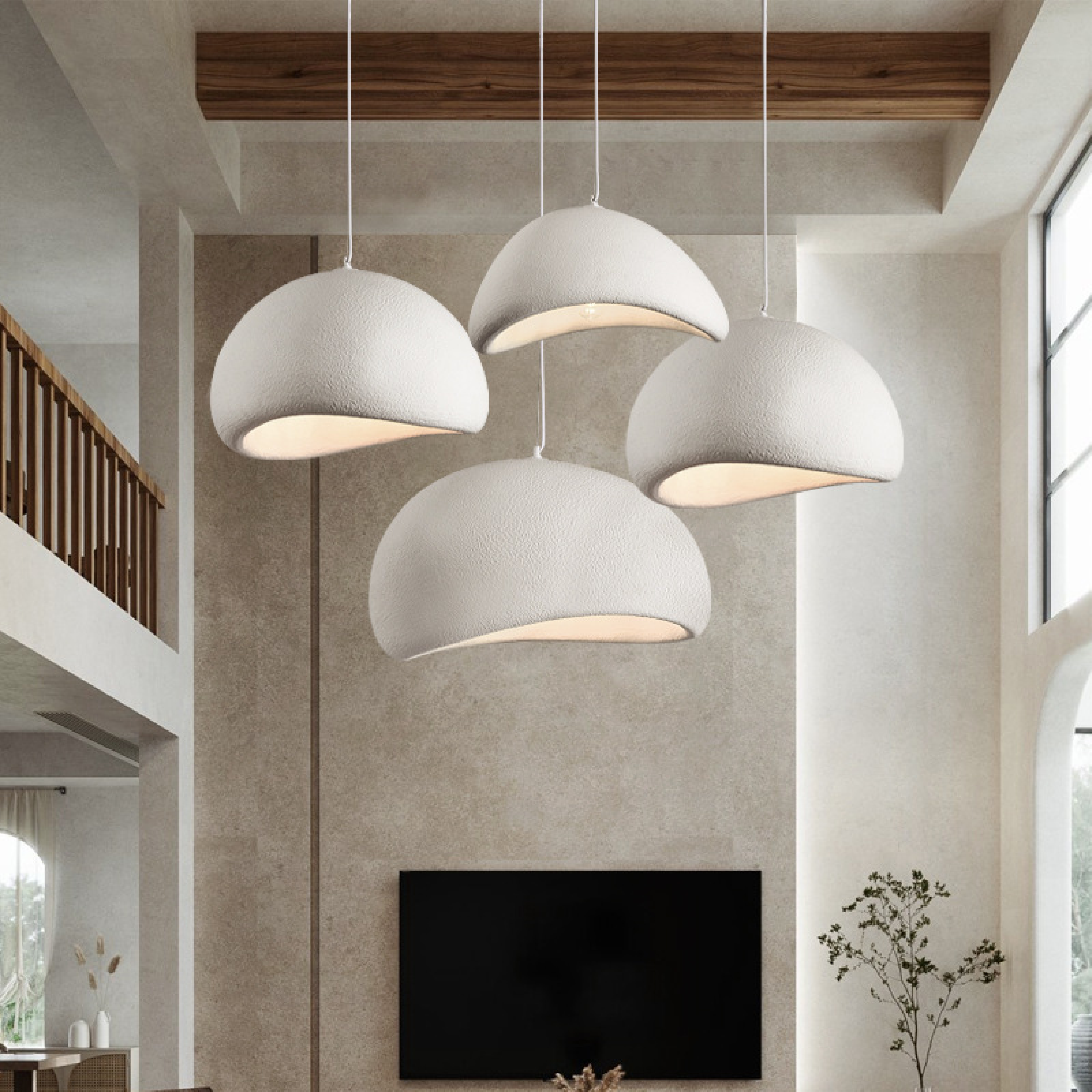 Minimalist Wabi Sabi Textured Dome Pendant Ceiling Light Fixture