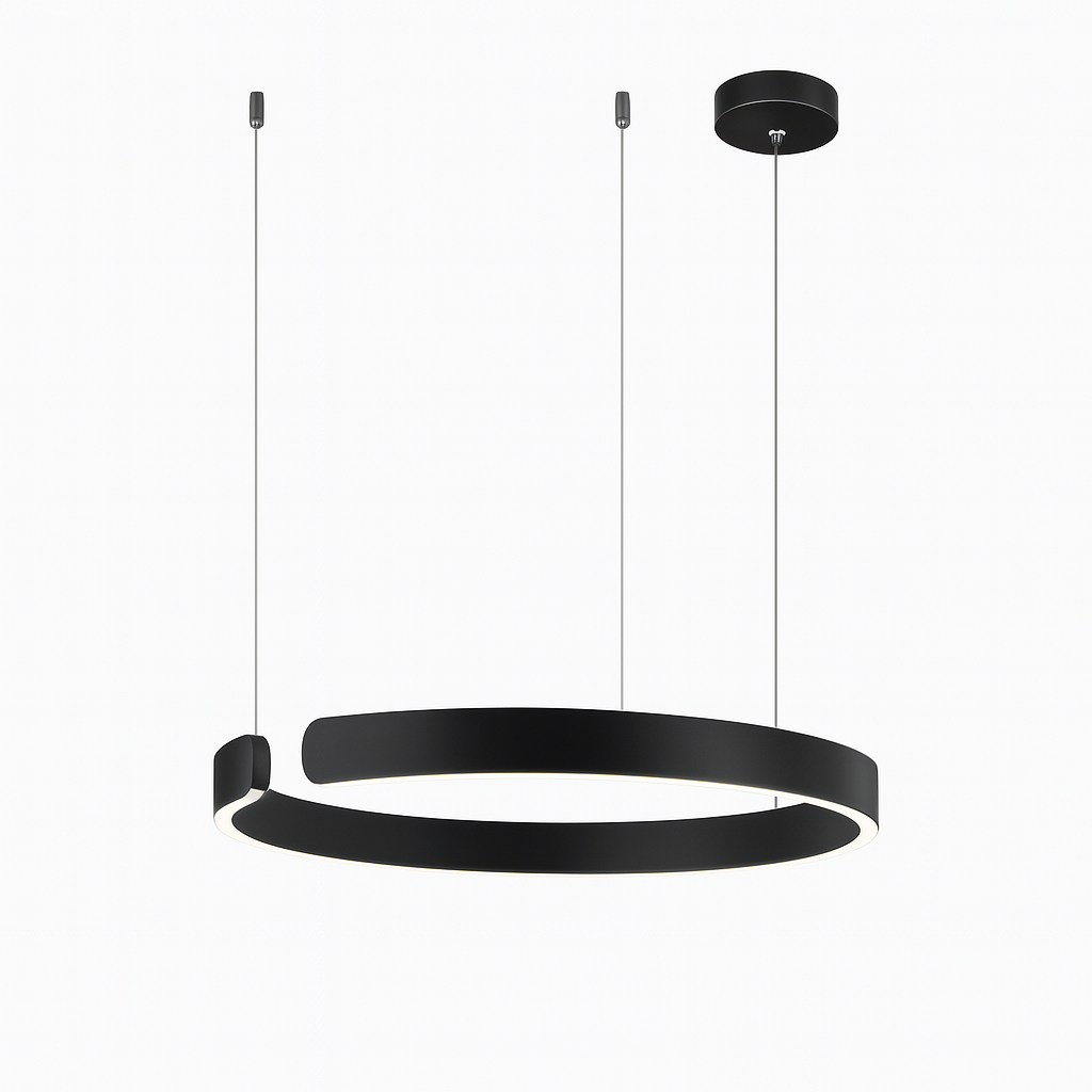 Modern LED Ring Pendant Light With Brushed Metal Finish And Adjustable Suspension