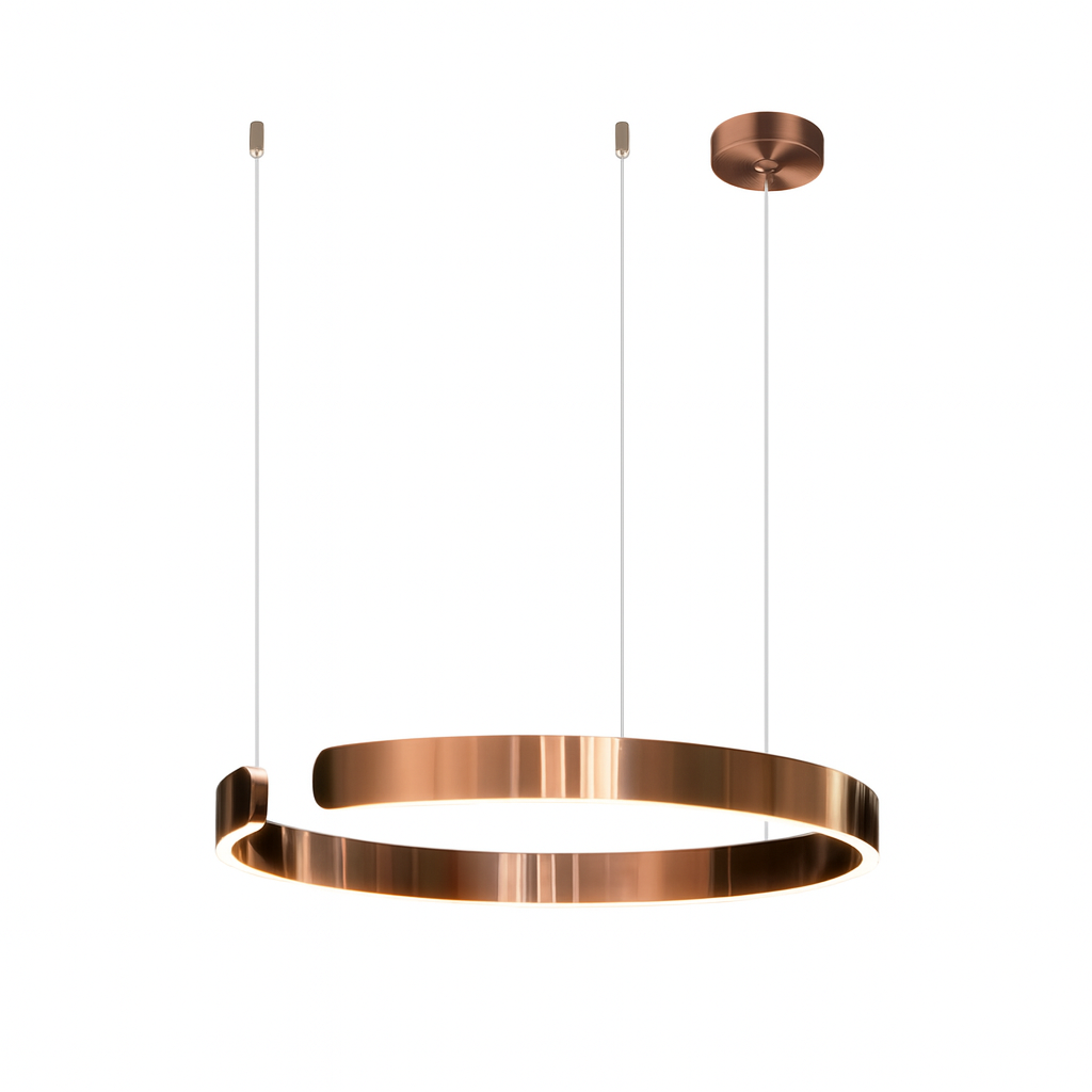 Modern LED Ring Pendant Light With Brushed Metal Finish And Adjustable Suspension