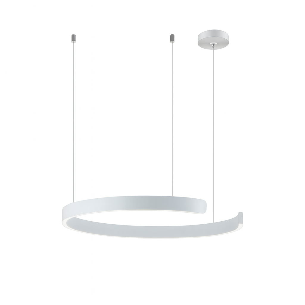 Modern LED Ring Pendant Light With Brushed Metal Finish And Adjustable Suspension