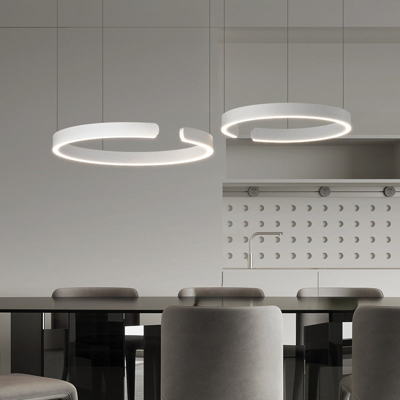 Modern LED Ring Pendant Light With Brushed Metal Finish And Adjustable Suspension